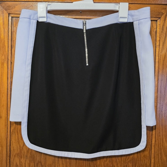 1. STATE Light Blue & Black Mini Skirt Silver Hardware Open Zipper Size Large - Picture 13 of 16